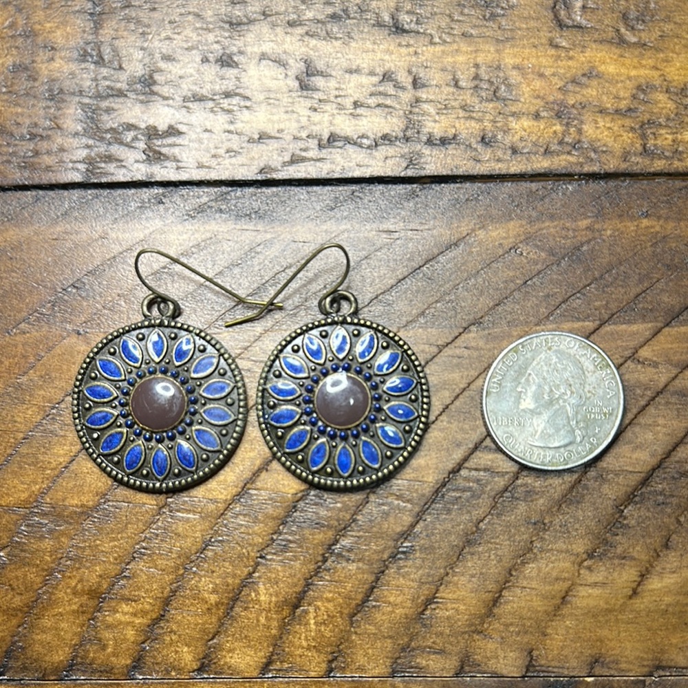 Target Blue and Gold Mandala Earrings